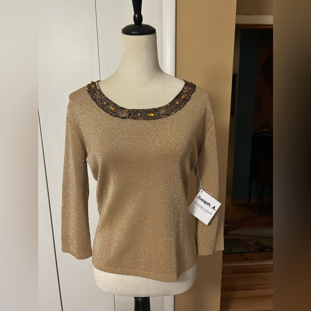 Joseph A Gold Shimmer Top